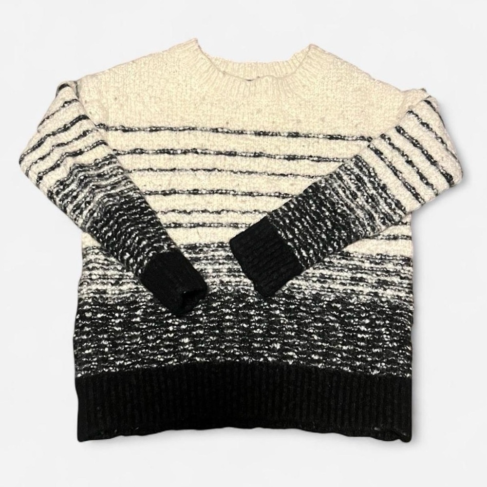 VINCE Womens Textured Stripe Cream Wool‎ Blend knit Pullover Sweater Sz Medium